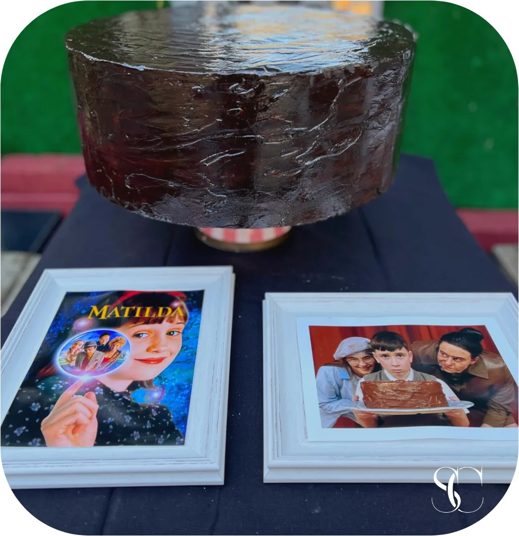 Fake Artificial Giant 15” plain chocolate cake, Matilda inspired style, photograph 1