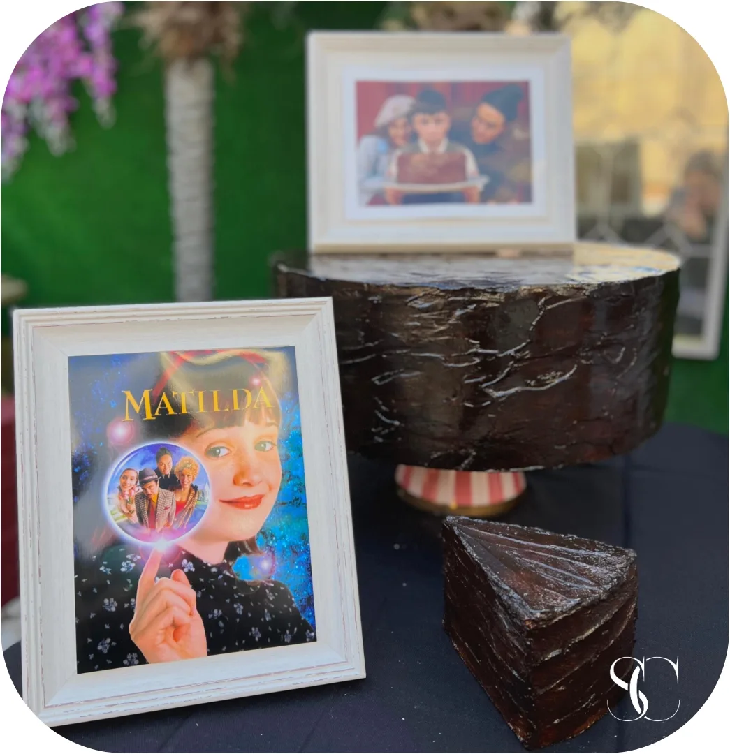 Fake Artificial Giant 15” plain chocolate cake, Matilda inspired style, photograph 5