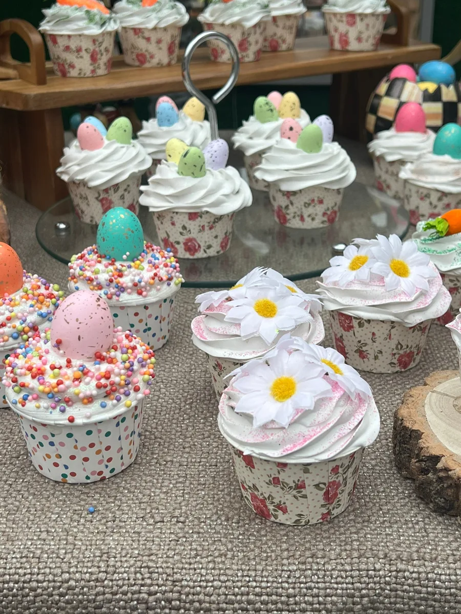 Artificial Fake Cake. Easter Cupcakes. Easter bunny Prop Props Kitchen Table Di, photograph 6