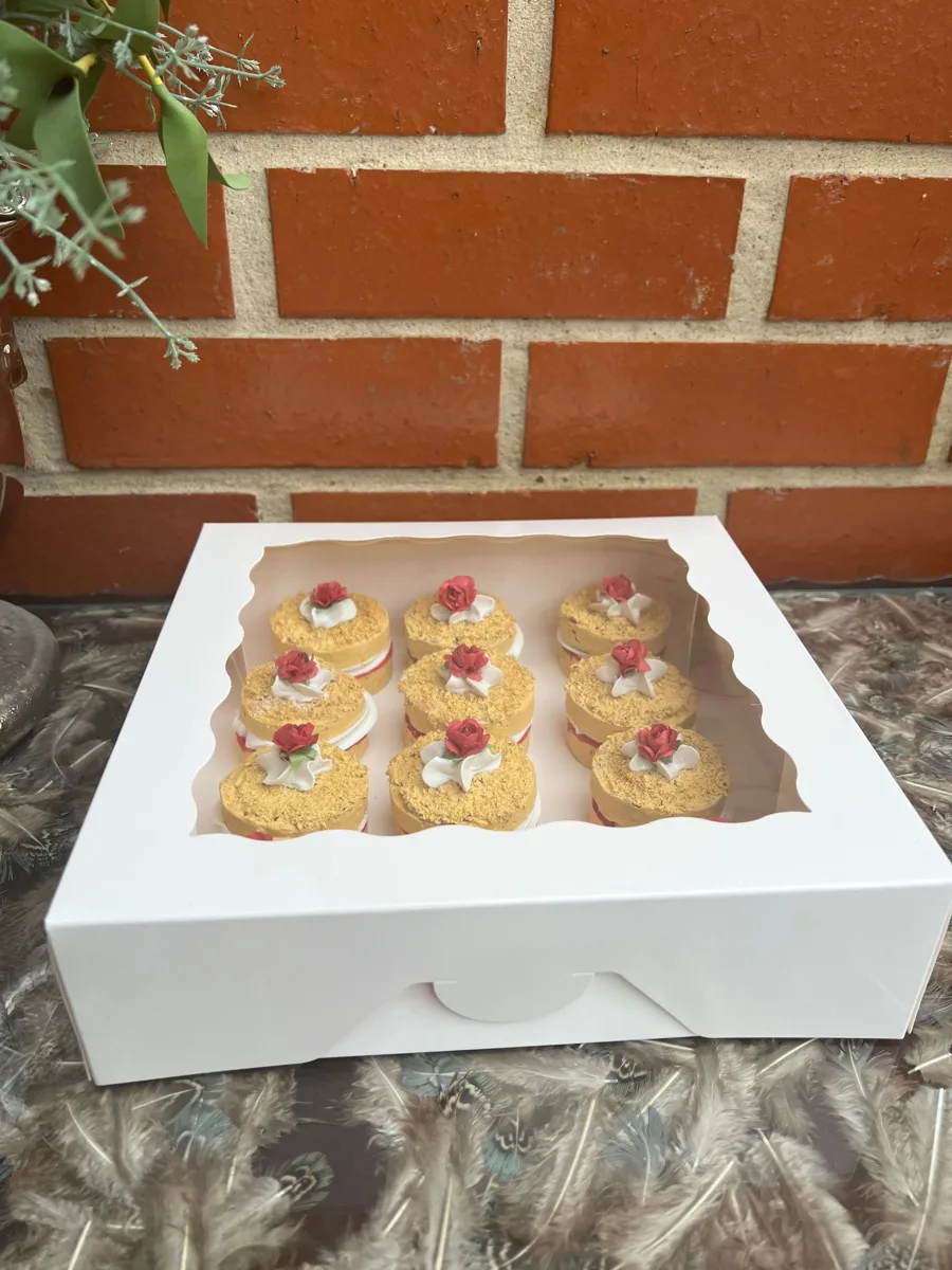 Artificial Fake Cake. Victoria Sponge Cake. Set of 12x mini Victoria Sandwich., photograph 5