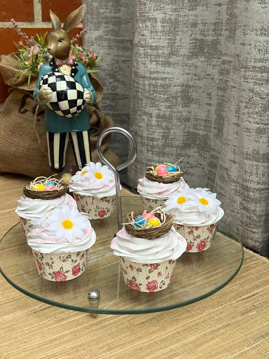 Artificial Fake Cake. Easter Cupcakes. Easter bunny Prop Props Kitchen Table Di, photograph 2