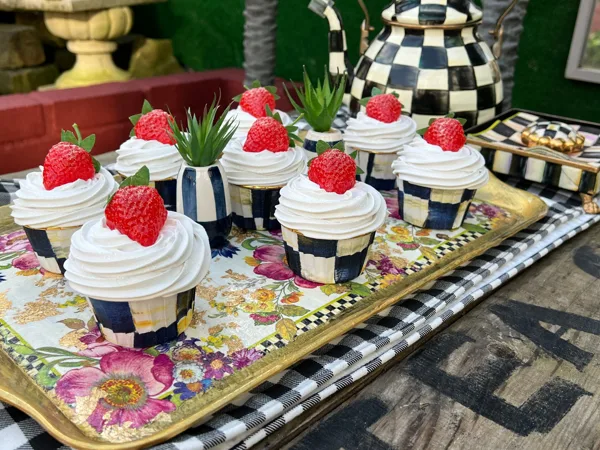 Artificial Fake Cupcakes Set. Check Inspired style. Prop Props Kitch