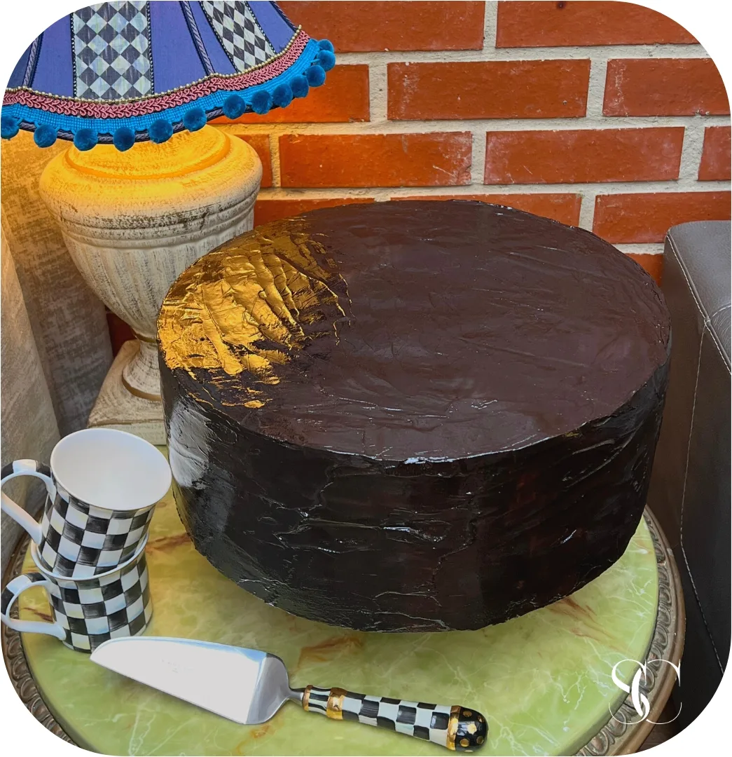 Fake Artificial Giant 15” plain chocolate cake, Matilda inspired style, photograph 6