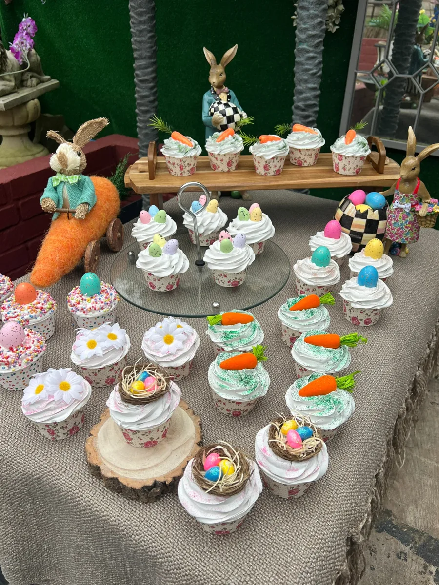 Artificial Fake Cake. Easter Cupcakes. Easter bunny Prop Props Kitchen Table Di, photograph 4