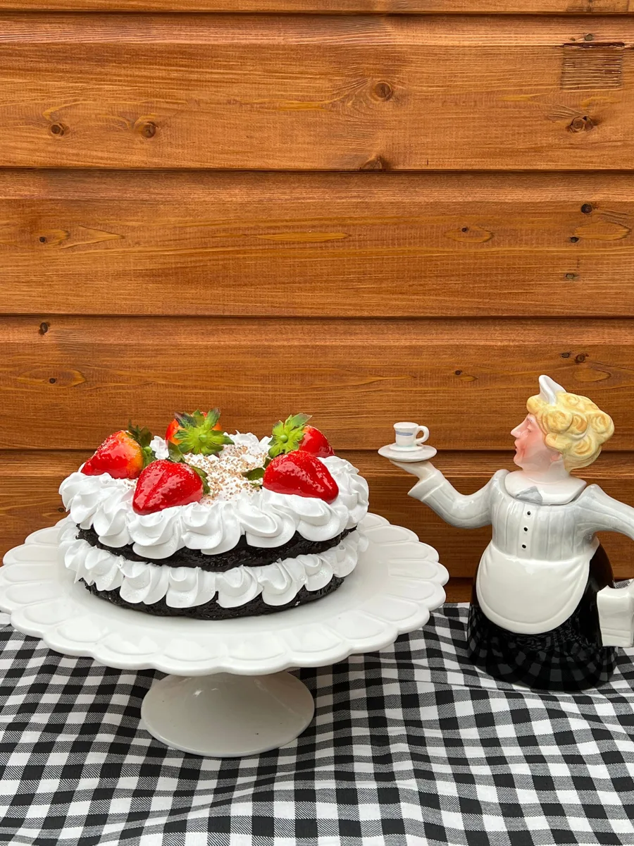 Artificial Fake Cake. Large strawberries. Strawberry Fake Cake. 8” approx. Prop, photograph 3