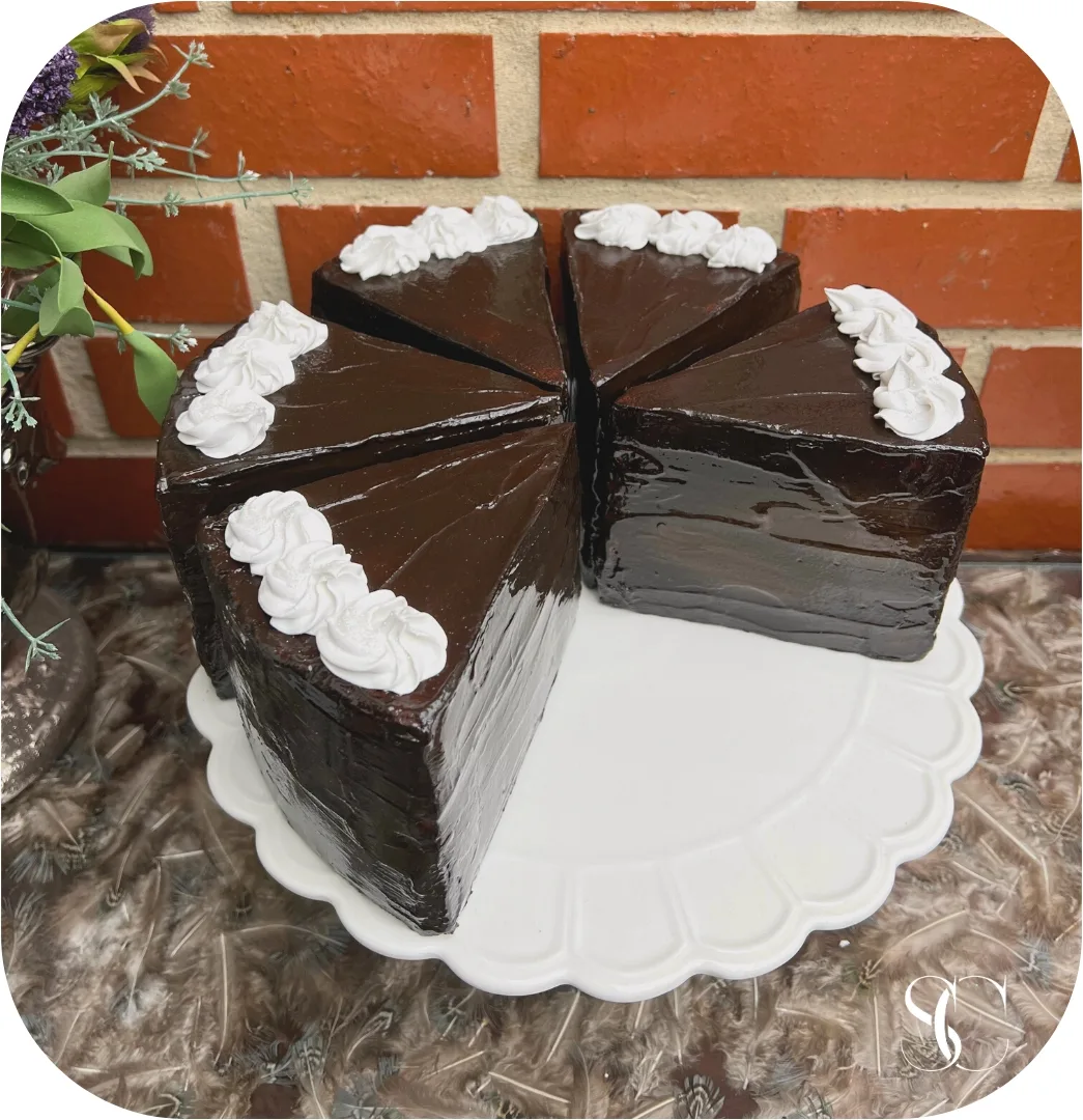 Fake Chocolate Cake slices set of 4, photograph 2