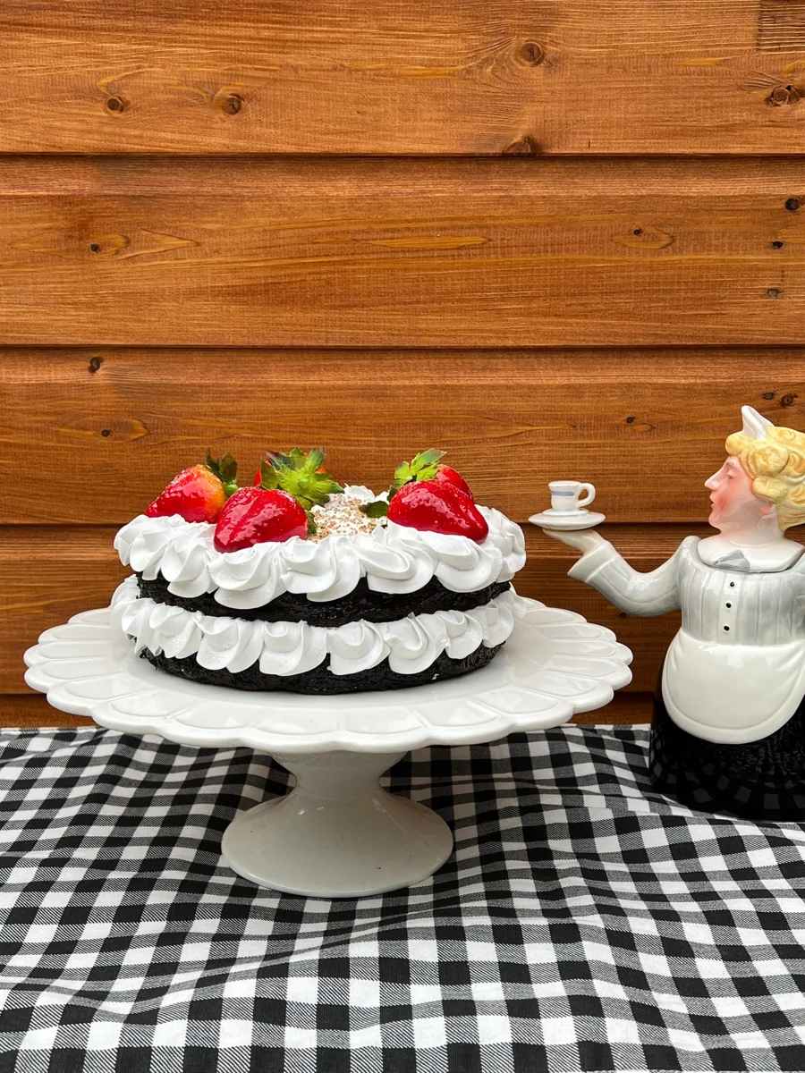 Artificial Fake Cake. Large strawberries. Strawberry Fake Cake. 8” approx. Prop, photograph 4