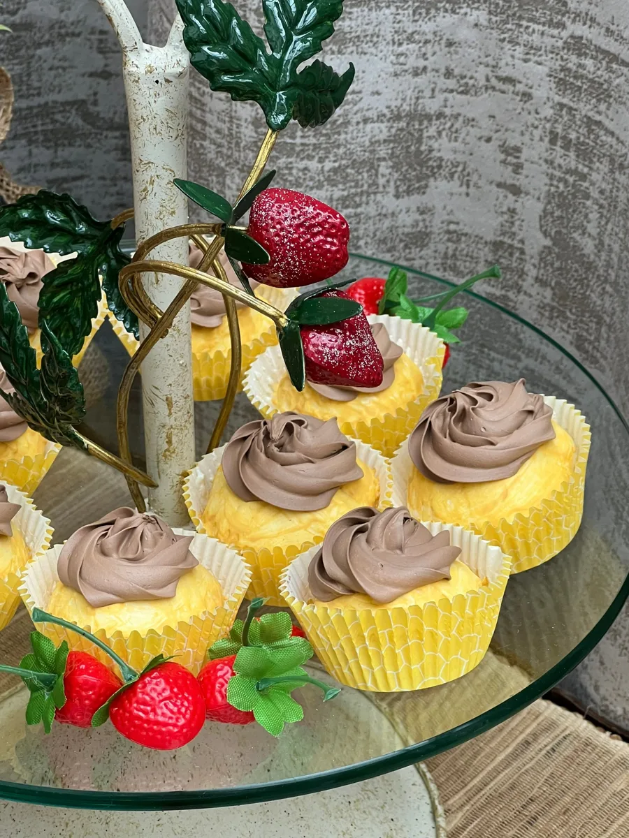 Artificial Fake Cake. Chocolate Cupcakes. Easter bunny Prop Props Kitchen Table, photograph 3