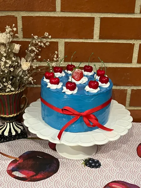 Artificial Fake Cake cherry strawberry Cake. Prop Props Kitchen Table Display