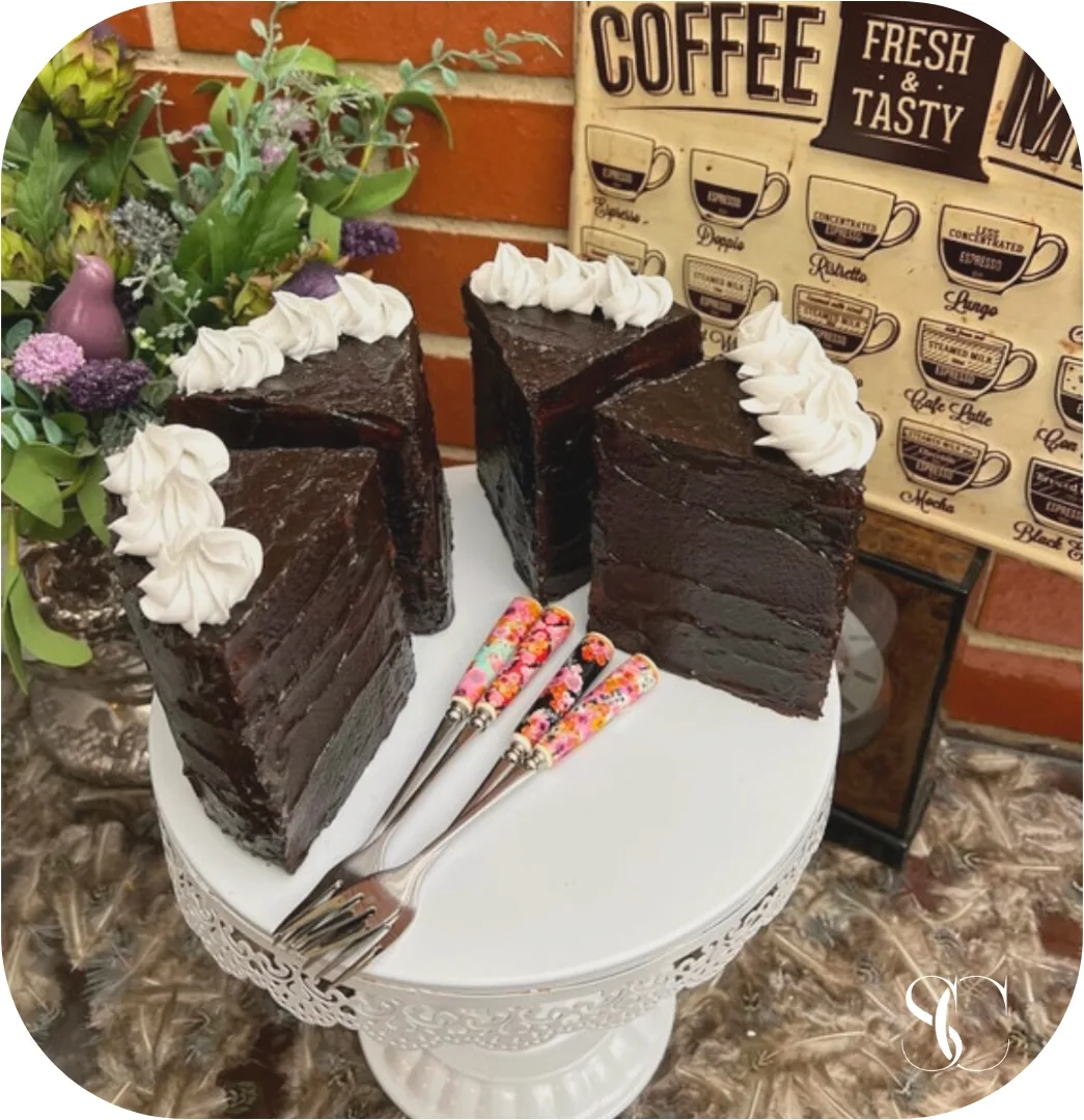 Fake Chocolate Cake slices set of 4, photograph 5