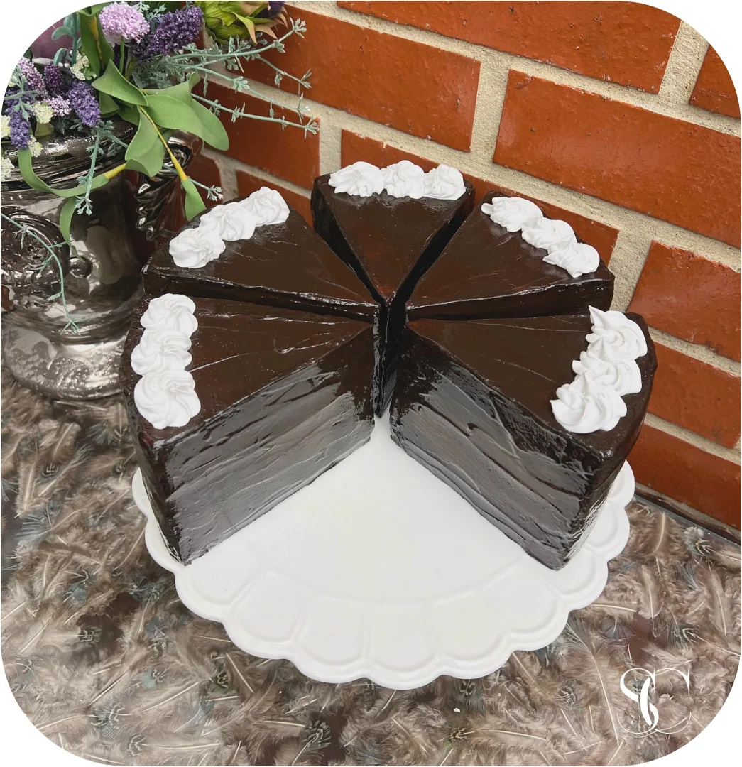 Fake Chocolate Cake slices set of 4, photograph 4