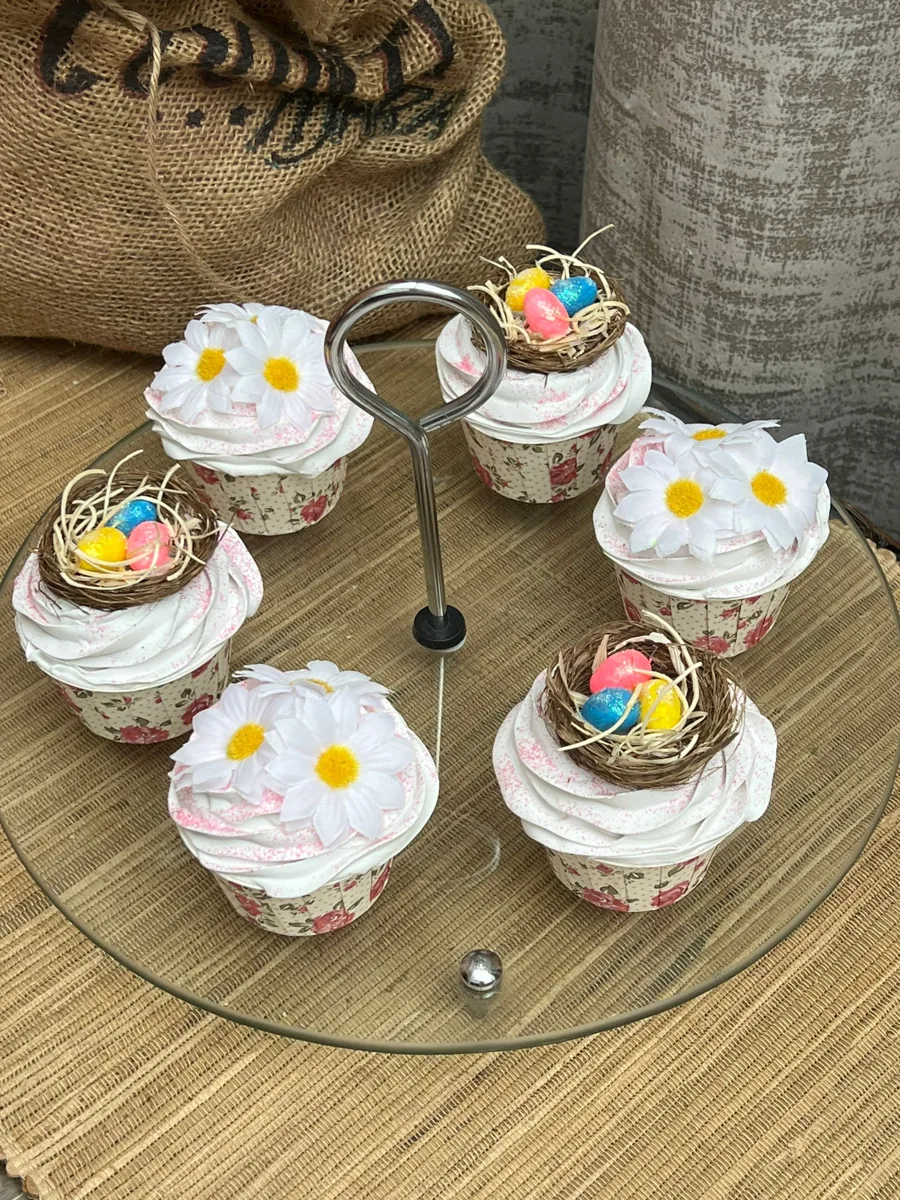 Artificial Fake Cake. Easter Cupcakes. Easter bunny Prop Props Kitchen Table Di, photograph 6