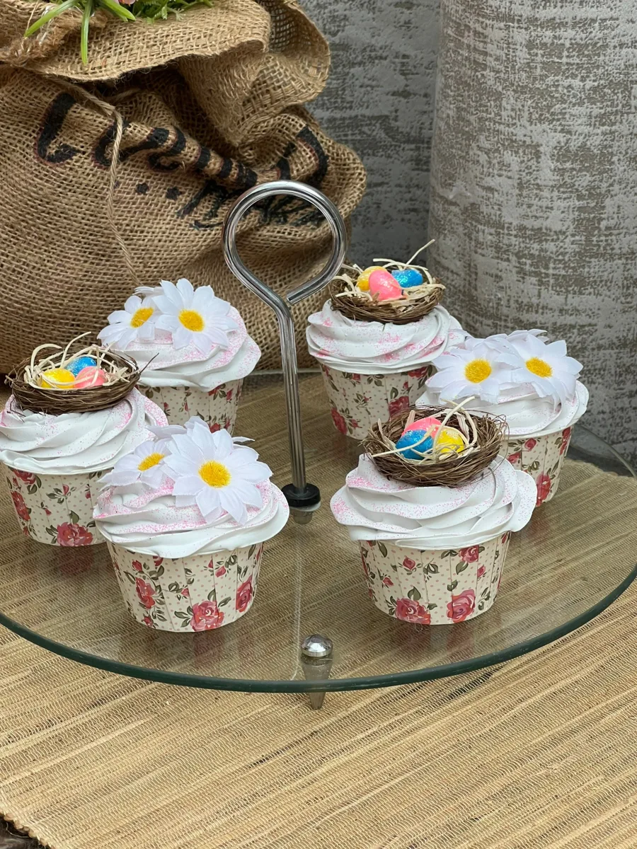 Artificial Fake Cake. Easter Cupcakes. Easter bunny Prop Props Kitchen Table Di, photograph 3