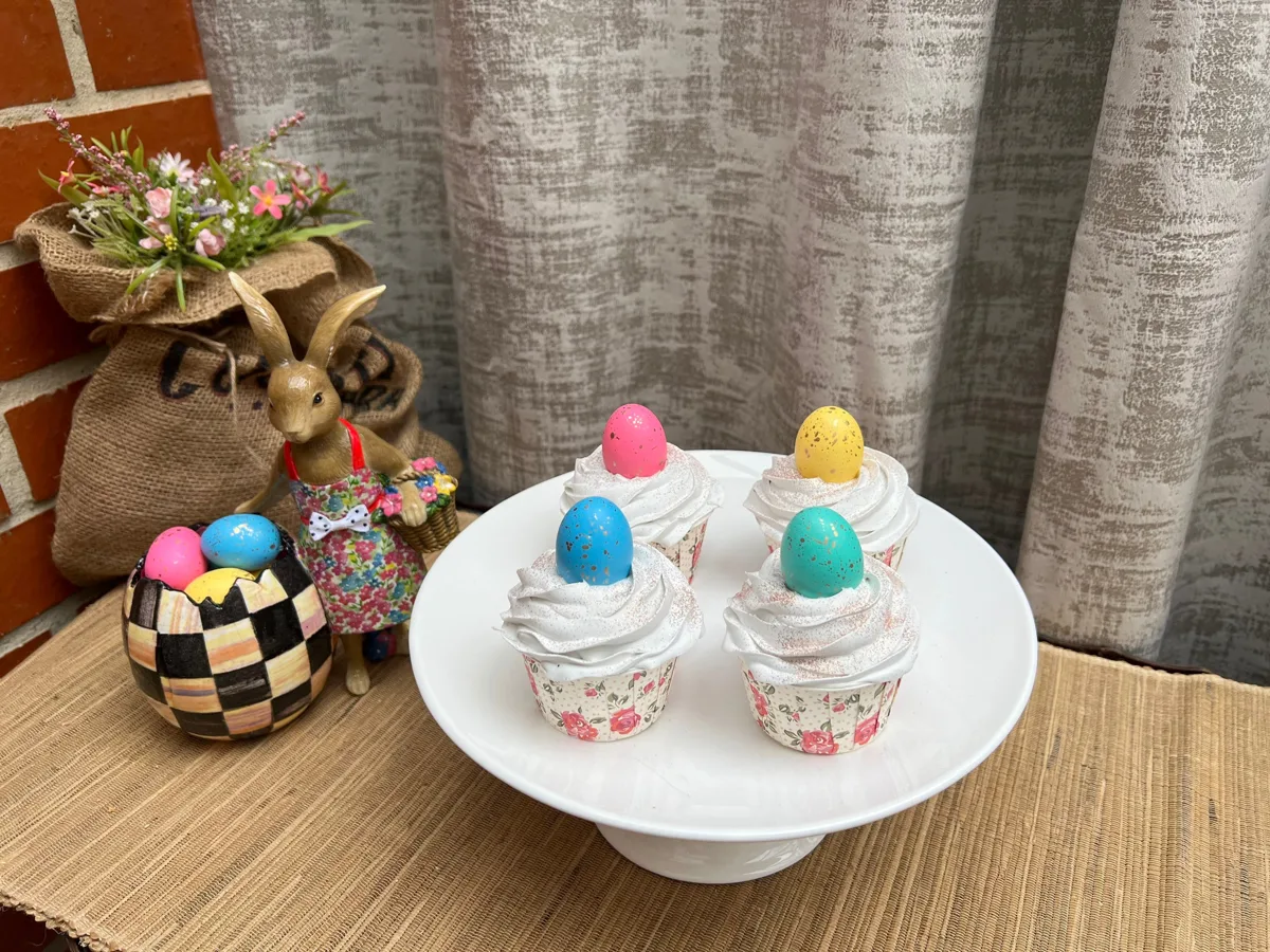 Artificial Fake Cake. Easter Cupcakes. Easter bunny Prop Props Kitchen Table Di, photograph 4