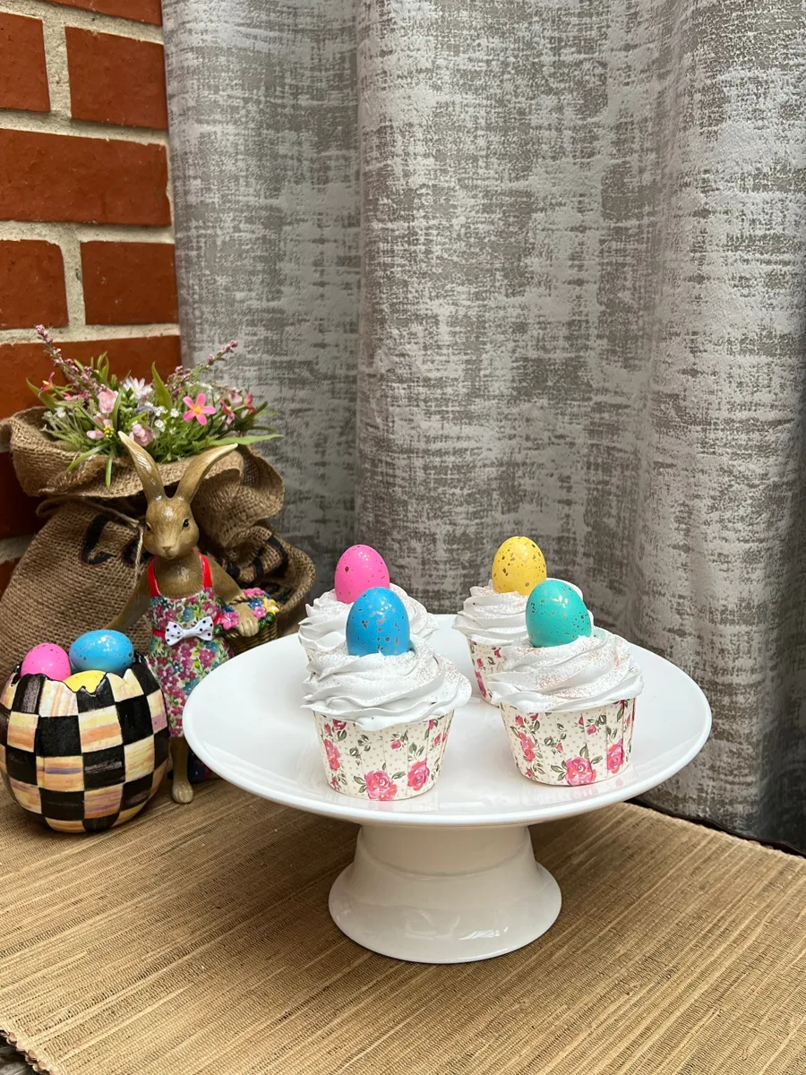 Artificial Fake Cake. Easter Cupcakes. Easter bunny Prop Props Kitchen Table Di, photograph 2