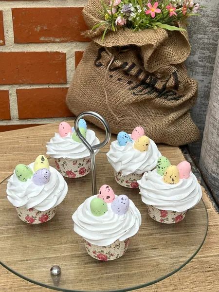 Artificial Fake Cake. Easter Cupcakes. Easter bunny Prop Props Kitchen Table Di