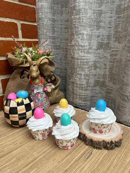 Artificial Fake Cake. Easter Cupcakes. Easter bunny Prop Props Kitchen Table Di