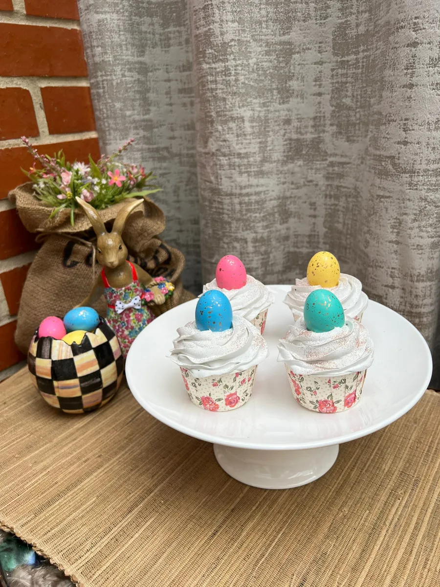 Artificial Fake Cake. Easter Cupcakes. Easter bunny Prop Props Kitchen Table Di, photograph 5