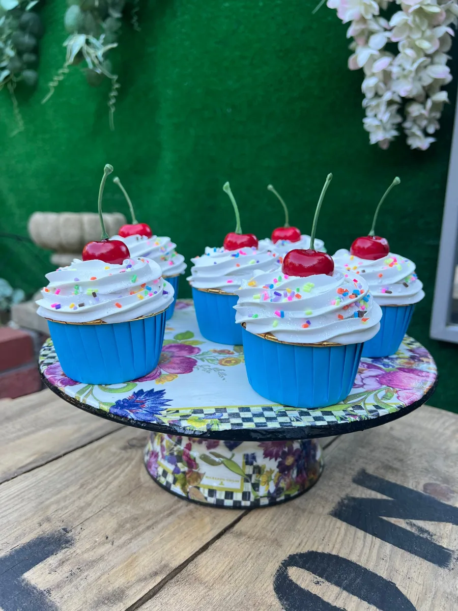 Artificial Fake Cake Cupcakes Set. 6 Cherry sprinkles Themed cupcakes. Prop Pro, photograph 5