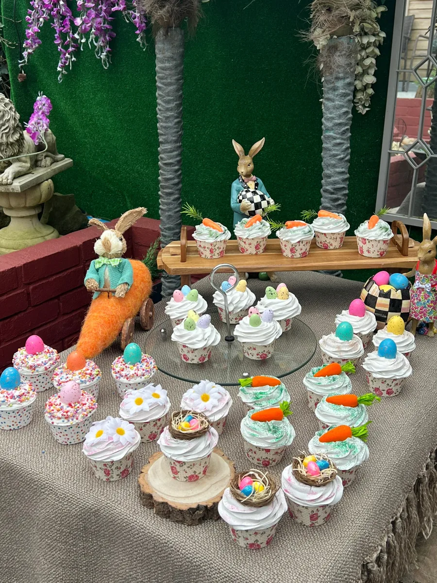 Artificial Fake Cake. Easter Cupcakes. Easter bunny Prop Props Kitchen Table Di, photograph 7