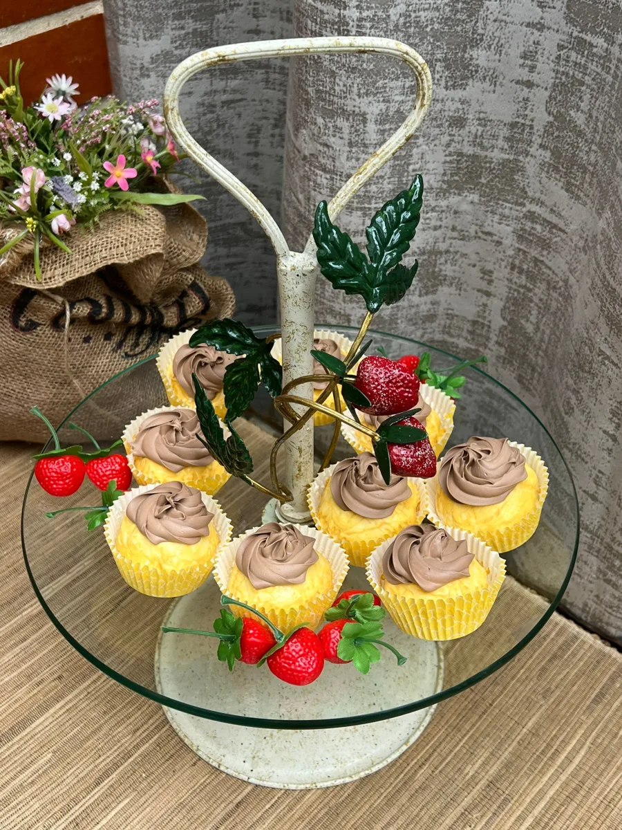 Artificial Fake Cake. Chocolate Cupcakes. Easter bunny Prop Props Kitchen Table, photograph 5