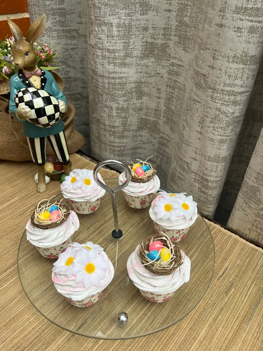 Artificial Fake Cake. Easter Cupcakes. Easter bunny Prop Props Kitchen Table Di, photograph 4