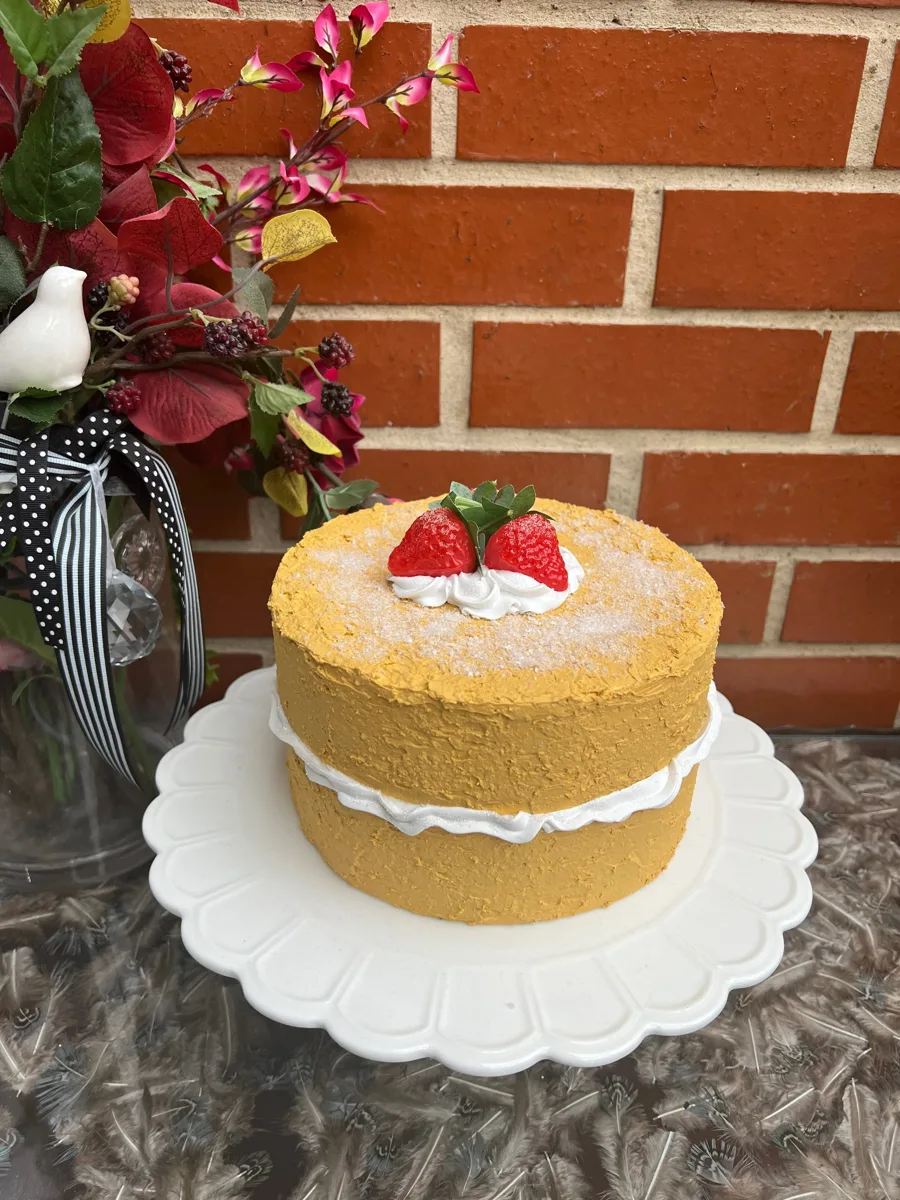 Artificial Fake Cake. Victoria Sponge classic 8” Cake. Prop Props Kitchen Table, photograph 1