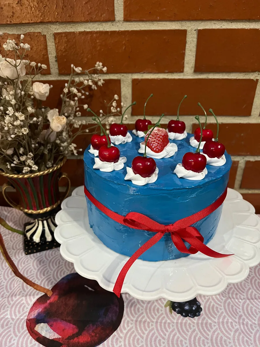 Artificial Fake Cake cherry strawberry Cake. Prop Props Kitchen Table Display, photograph 6