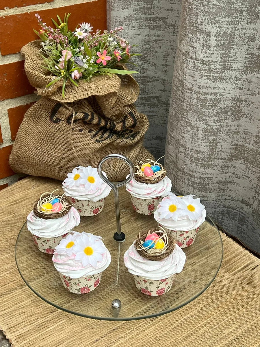 Artificial Fake Cake. Easter Cupcakes. Easter bunny Prop Props Kitchen Table Di, photograph 5
