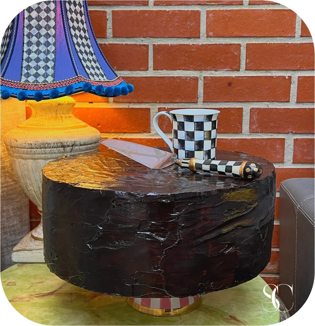 Fake Artificial Giant 15” plain chocolate cake, Matilda inspired style, photograph 8